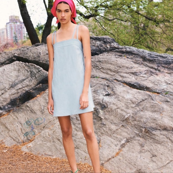 Zara Dresses & Skirts - NWT ~ ZARA ~ Chambray Cotton/Linen Blend Dress w/Cut Out Back Detail ~ Size S